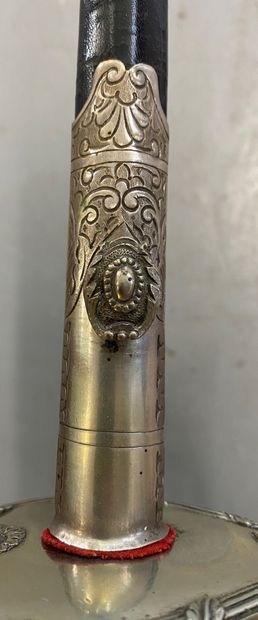 Court sword, silver handle, leather scabbard...