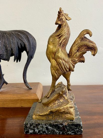 Ch. PAILLET

Gilded bronze cockerel, marble...