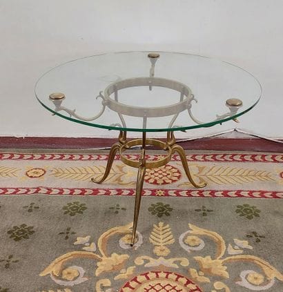 LOW TABLE bronze base decorated with swan...