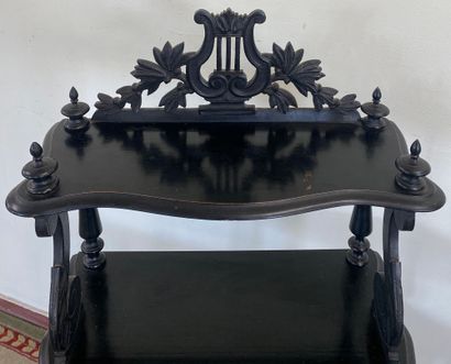 MUSIC FURNITURE in carved blackened wood,...