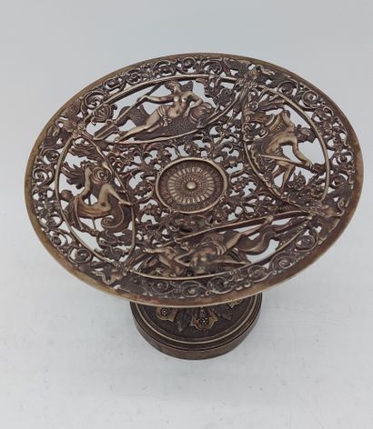 Bronze CUP with openwork top decorated with...