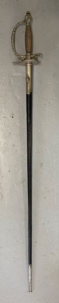 Court sword, silver handle, leather scabbard...