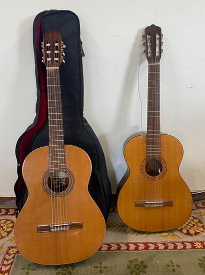 TWO GUITARS, one with cover

(one damaged,...
