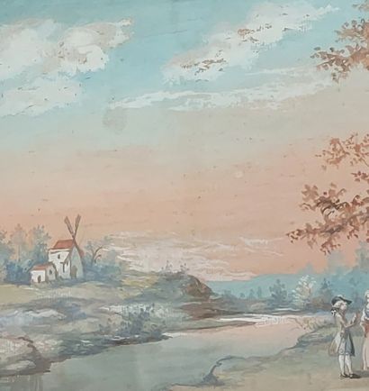 WATERCOLOR AND GOUACHE

People by the river

Signed...