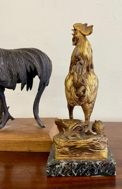 Ch. PAILLET

Gilded bronze cockerel, marble...