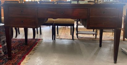 FLAT mahogany DESKTOP opening with four drawers...