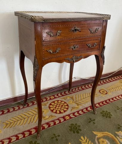 Wooden veneer TRAVAILLEUSE with floral decoration...