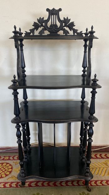MUSIC FURNITURE in carved blackened wood,...