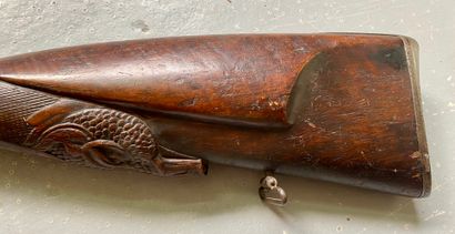 SILEX RIFLE with double barrels, carved wooden...