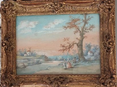 WATERCOLOR AND GOUACHE

People by the river

Signed...