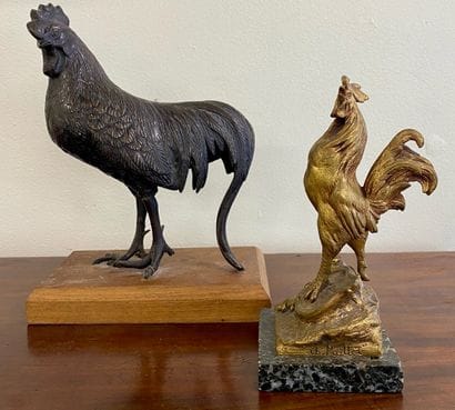 Ch. PAILLET

Gilded bronze cockerel, marble...