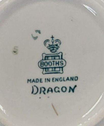ENAMELLED earthenware SERVING SET with dragon...