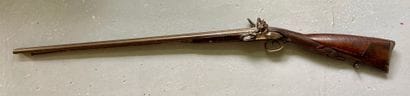 SILEX RIFLE with double barrels, carved wooden...