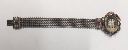 BRACELET in silver decorated with an oval...