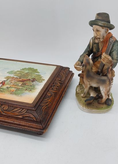 Faience and wood music and bell plate with...