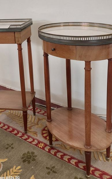 TWO mahogany and mahogany veneer CHEVETS,...