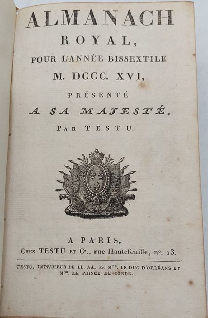 ALMANACH ROYAL 1816

(non collationné)