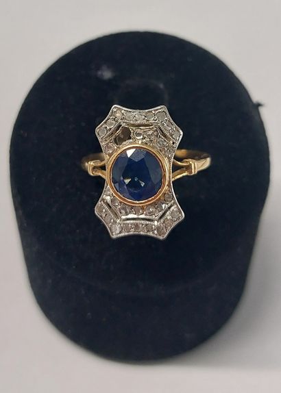 BAGUE en or, saphir, diamants et pierres...