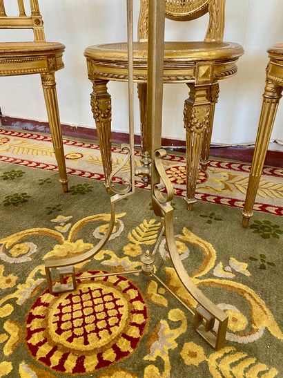 Pair of gilded wood chairs with barbed backs,...
