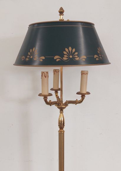 Gilded bronze LAMP, green lacquered sheet...