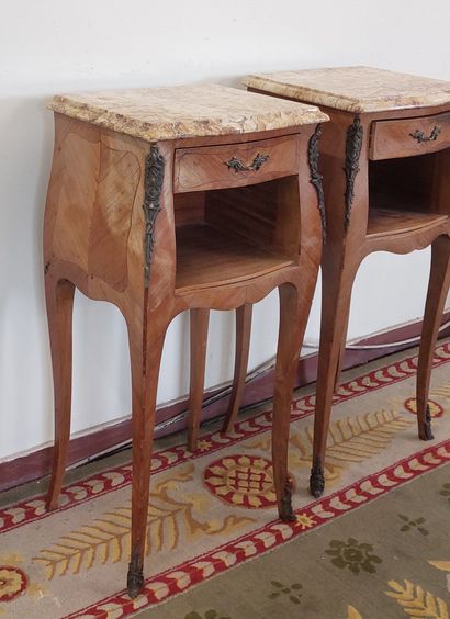 PAIR OF CHEVETS in veneered wood opening...