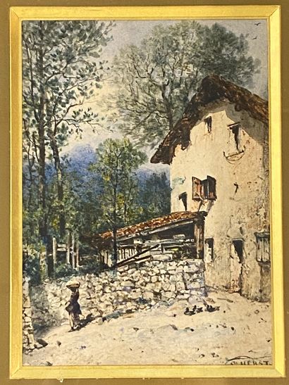 A. HERST

Paysage de montagne et Ferme

Paire...