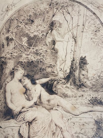 LOT de trois dessins

Encre, crayon et aquarelle

Nus...