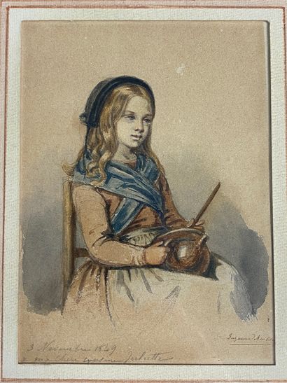 LOT comprenant : 

- portrait de jeune fille,...