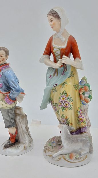 THREE German porcelain SUBJECTS, two Sitzendorf...