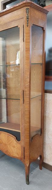 WINDOW in veneered wood opening with a door,...