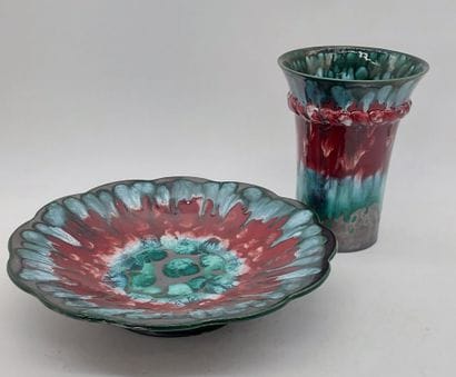 LONGWY Tourmalines

Enamelled vase and bowl...