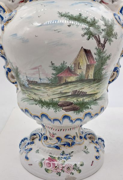 Pair of earthenware covered pots in the Marseille...