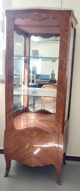 WINDOW in rosewood veneer opening with a...