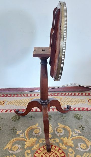 Mahogany tripod GUERIDON, marble tilting...