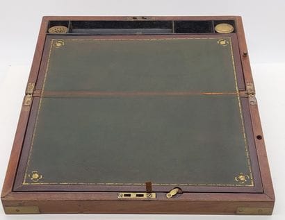 MAHOGANY AND BRASS MARINE SCRIPTORY 

H:...