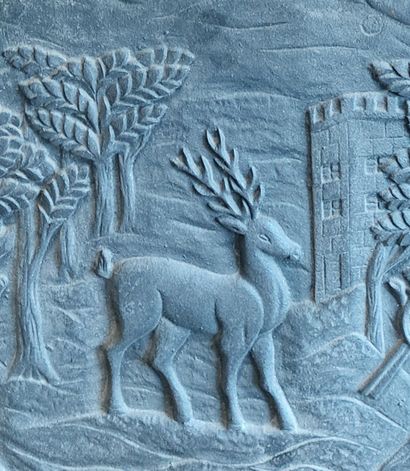 Cast iron CHIMNEY PLATE with stag design...