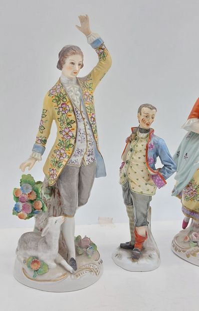 THREE German porcelain SUBJECTS, two Sitzendorf...