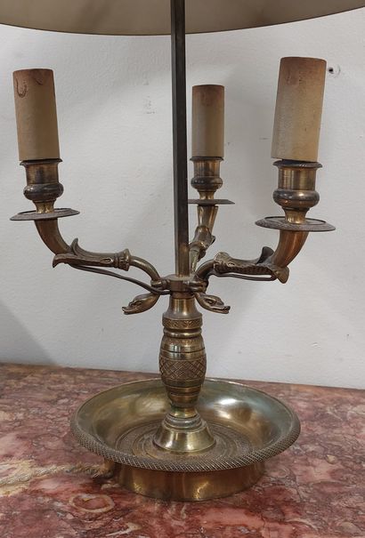 Three-light bronze BILLOTTE LAMP with sheet...