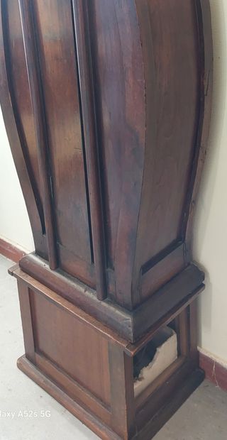 FLOOR CLOCK in natural wood, enamelled dial,...