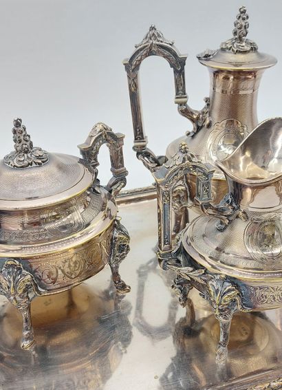 Silver-plated TEA SERVICE including : 

-...