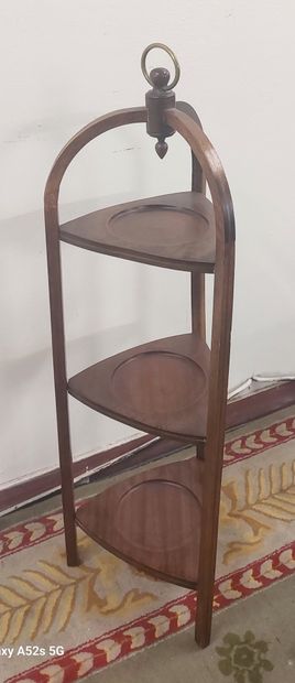 ASSIETTES HOLDER in mahogany and brass fillet...