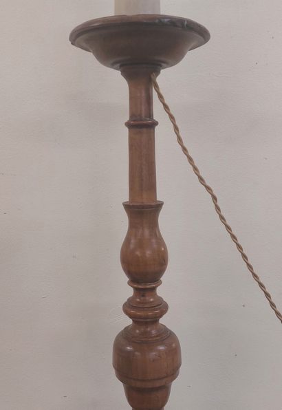 PIQUE-CIERGE in molded natural wood, mounted...