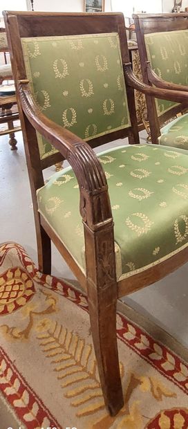 PAIR OF mahogany and mahogany veneered ARMCHAIRS,...