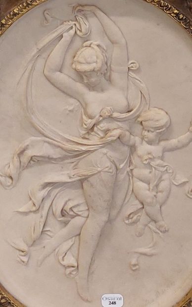 BAS-RELIEF in powdered marble decorated with...