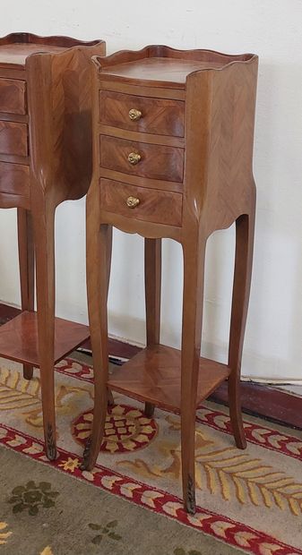 Pair of rosewood CHEVETS opening with three...