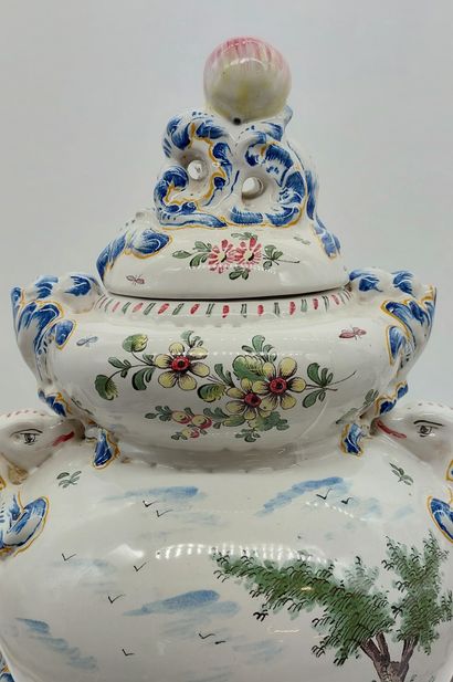 Pair of earthenware covered pots in the Marseille...