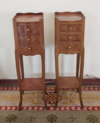 Pair of rosewood CHEVETS opening with three...