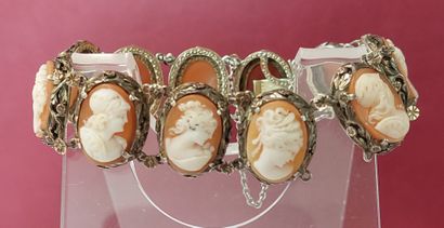 BRACELET adorned with medallion cameos with...