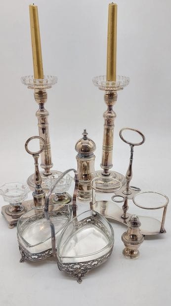 LOT of silver-plated metal including: 

-...