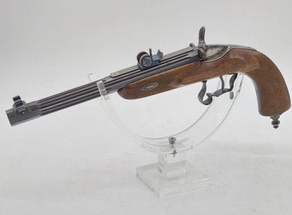 SHOOTING PISTOL, percussion, wooden stock...